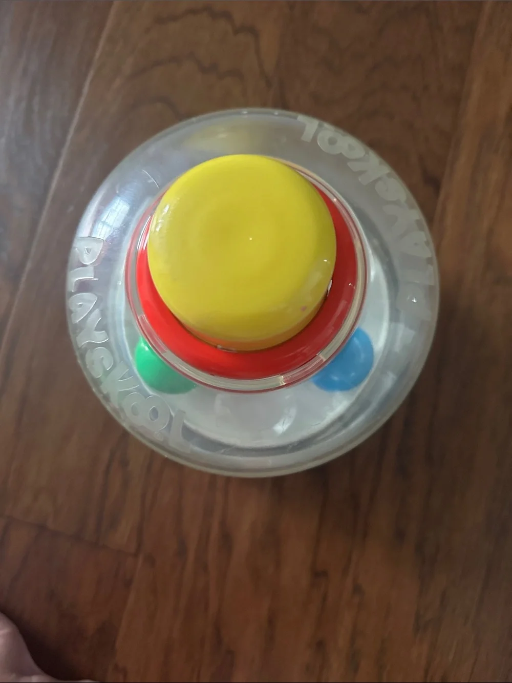 Fisher-Price Push-and-Pop Popper Toy with Yellow Top and Blue Base